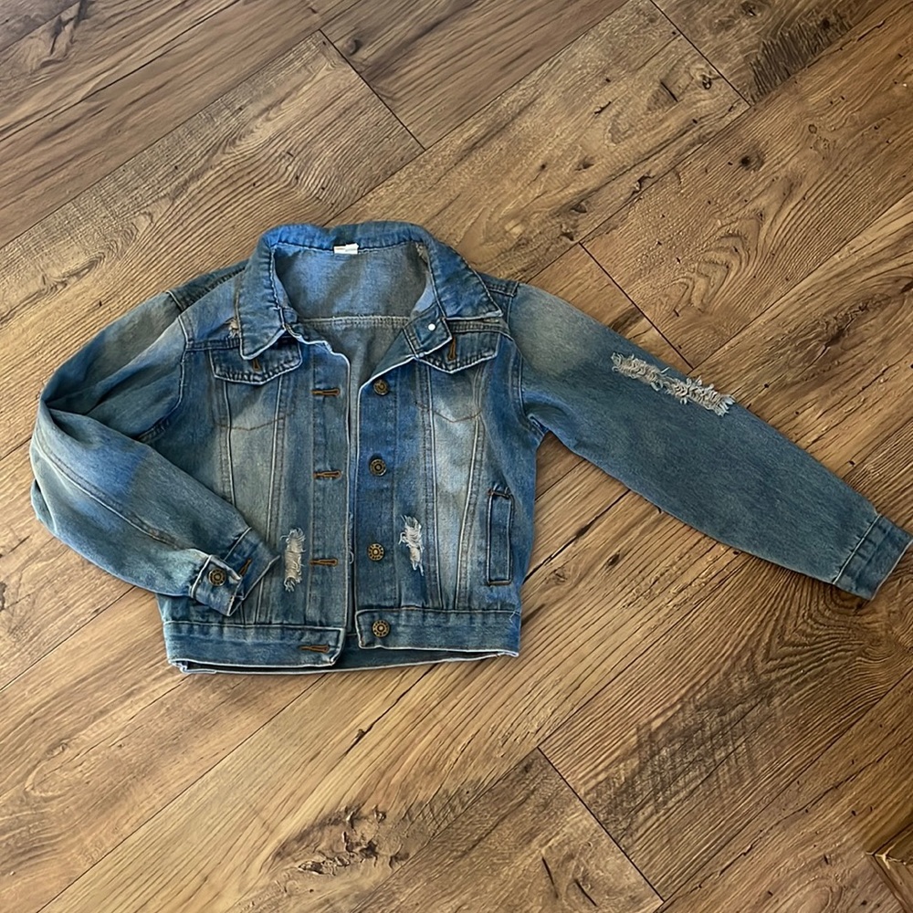 Girls distressed denim jacket